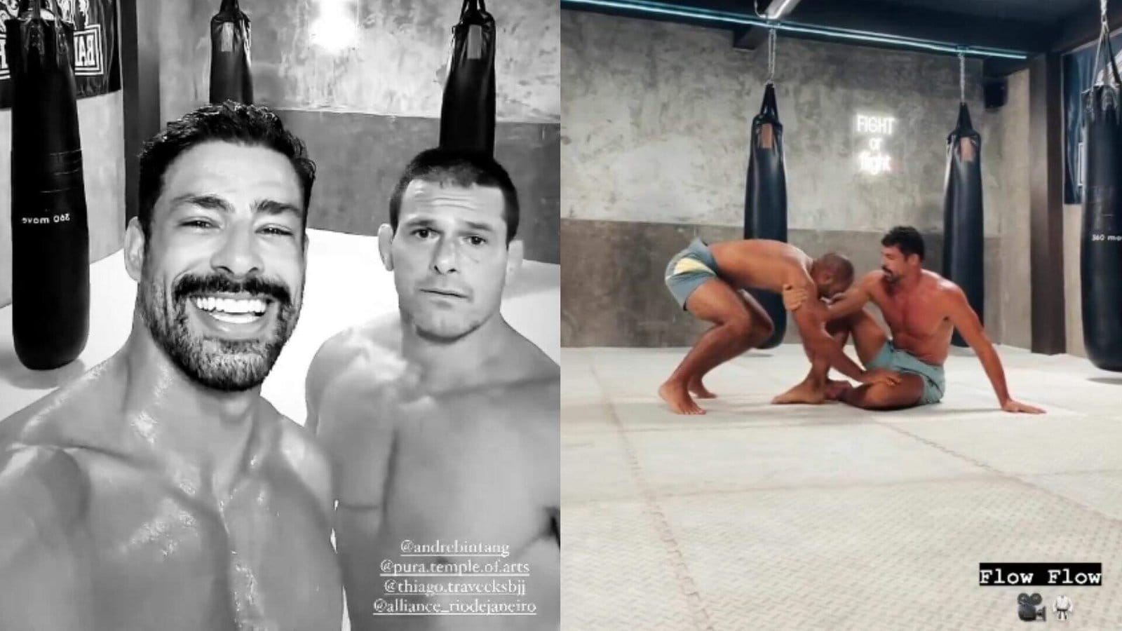 Cauã Reymond treina jiu-jítsu e mostra físico antes de sair de Bali