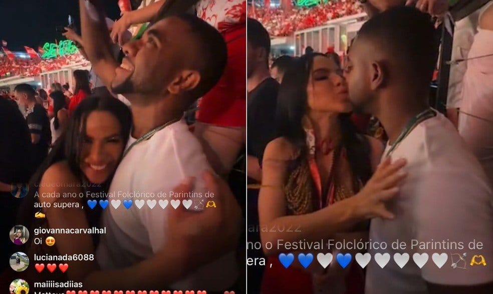 Davi, do BBB 24, é flagrado aos beijos com Tamires Assis no Festival de Parintins — Foto: Reprodução/Instagram